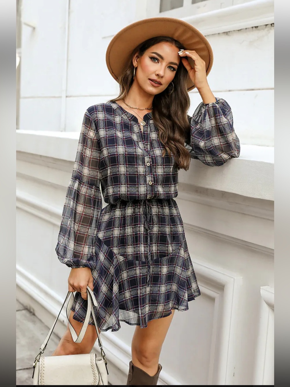 CUPSHE plaid mini dress